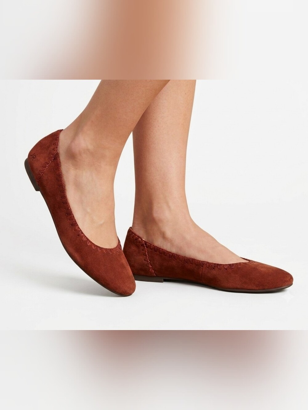 Jack Rogers Women's Ellie Ballet Flats Suede Leather Rust Maroon Bordo Size 10